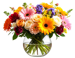 Still Life of Fresh Blossoms in a Vase, Isolated on Transparent Background PNG
