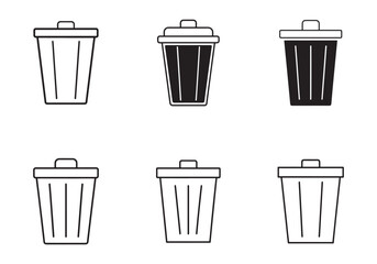 garbage bin icon line art  vector illustration
