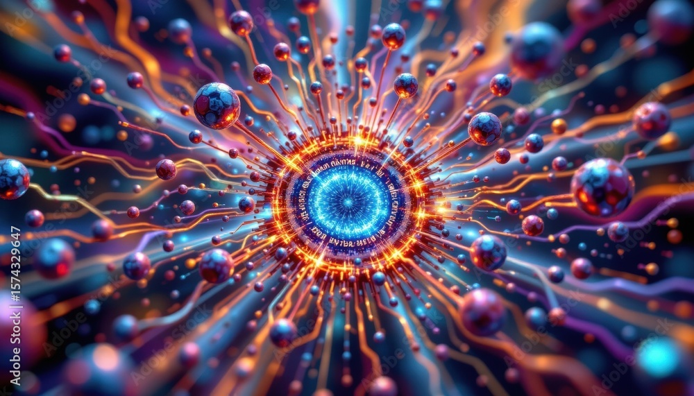 Aufkleber a mesmerizing abstract illustration of a vibrant and complex neural network