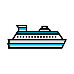 Obraz premium Cruise flat stands in water front view style vector illustration