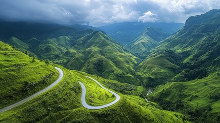 Winding road through the lush green hills, promising an adventurous journey