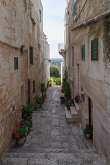 Cisternino narrow street, Itria Valley, Apulia, Italy