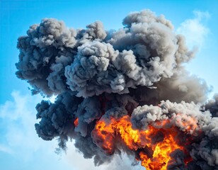 Fiery smoke billowing skyward