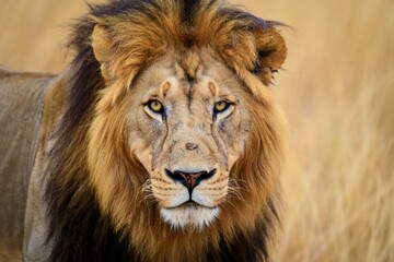Fototapeta premium Majestic Lion in the Wild Powerful Symbol of African Wildlife and Strength animals 