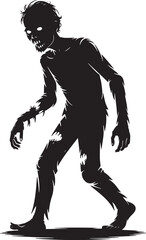 Fototapeta premium Zombie Halloween black silhouette vector, spooky simple silhouette design icon on white background, Halloween clipart illustration