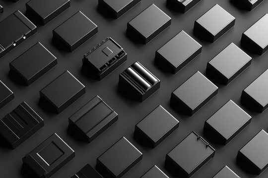 Different black boxes are creating a modern pattern on a dark background, representing diversity and modularity