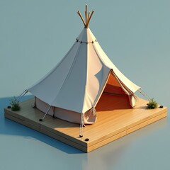 Cozy Teepee Glamping Tent on Wooden Deck for Outdoor Living