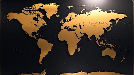 A luxurious golden world map