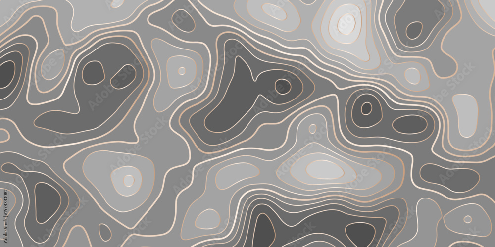 Poster abstract topographic map contour, gray background and color wave lines pattern texture. geographic c