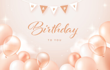 Happy birthday banner with balloons. 