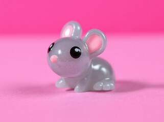 A cute, stylized gray resin mouse figurine 