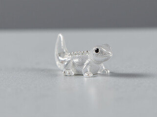 A clear resin figurine of a lizard, showcasing intricate details and a shiny finish.