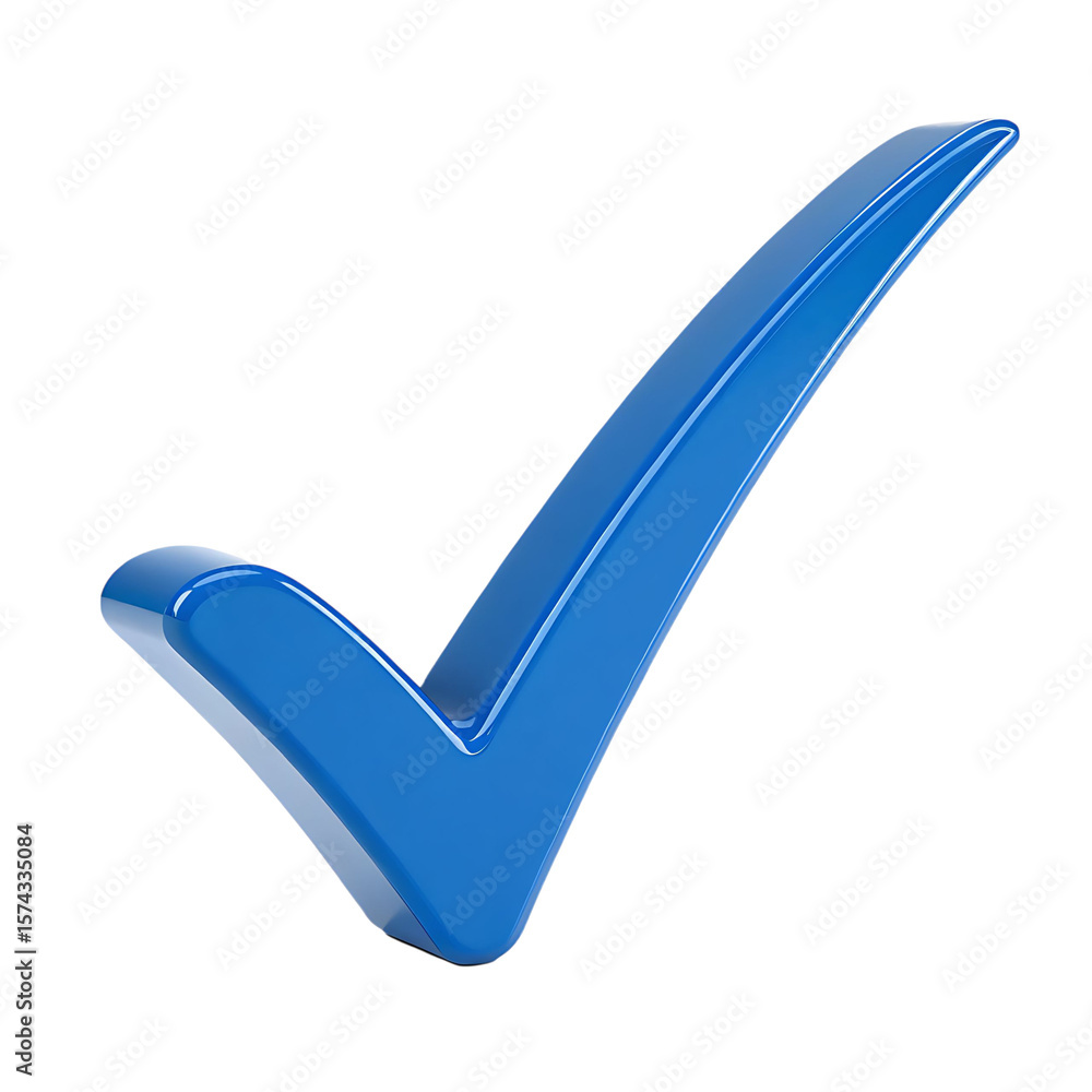 Fototapete 3d rendering of a vibrant blue check mark symbol against a dark backdrop