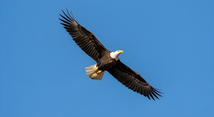 Obraz premium American Bald Eagle Soaring with Wings Spread Wide 