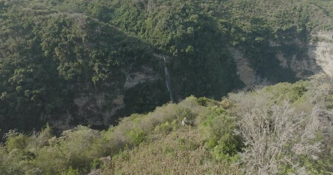 Aerial view of Cascada Monte Grande, Jordan, Santander, Colombia.