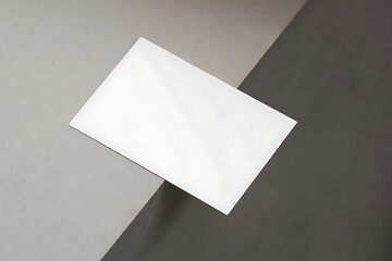 Blank White Business Card Mockup Minimal Concrete Design Flat Lay