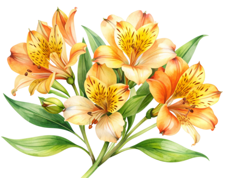  "Top View of Pink Alstroemeria Bloom with Speckled Petals, Realistic PNG" And transparent the background.