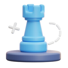 3D chess rook icon representing strategic decision-making in business development