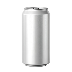 Silver aluminum beverage can with condensation droplets isolated on transparent background
