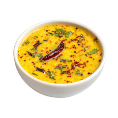 Bowl of yellow lentil daal on transparent Background