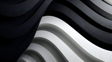 Modern geometric wave pattern in black and white, HD realistic