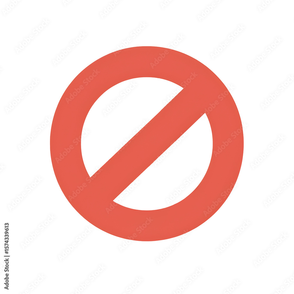 Poster red circle and diagonal line symbol for strong warning and prohibition