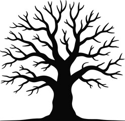 Bare tree silhouette branches black