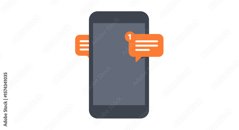 Poster smartphone displaying two message notifications with orange bubbles