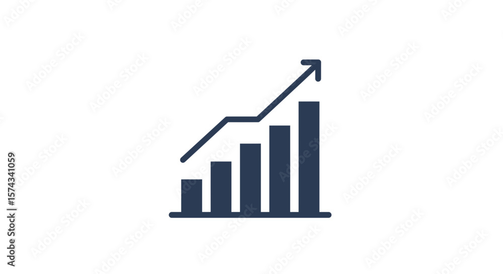 Poster illustration of a bar graph with an arrow showing upward progression