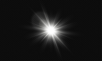 Bright white flash of light. Abstract image of flash of light and white star, Vector graphics.