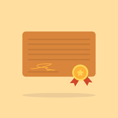 Vector certificate icon. Achievement or award grant, diploma concept.