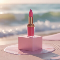 pink lipstick on a pink background