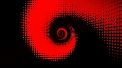 Red dots form a swirling vortex against black - Powered by Adobe