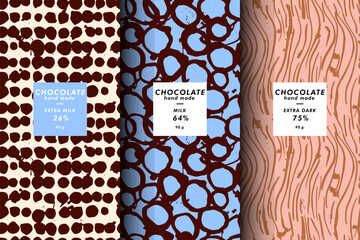 Vector set of templates contemporary abstract cover and patterns for chocolate and cocoa packaging . Minimal modern backgrounds