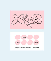 Vector template design for beauty shop loyalty card. Discount card
