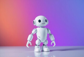 Fototapeta premium Sleek white robot figurine, minimalist design, smooth surface, photography, android