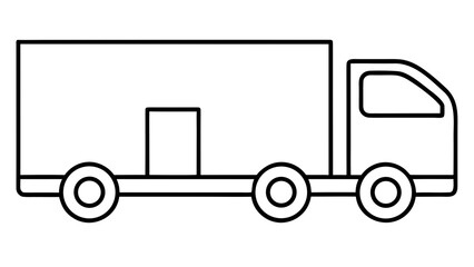 Black Outline Cargo Truck Side View Simple Icon lorry