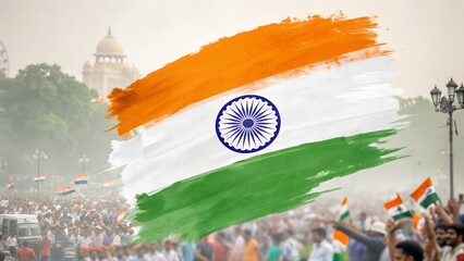 High-Resolution Close-Up of Indian National Flag Waving in the Wind with Ashoka Chakra on a Bright Sunny Day – Symbol of Patriotism, Independence, and Republic of India