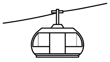 Cable Car Gondola Ropeway Side Silhouette Black Line Art