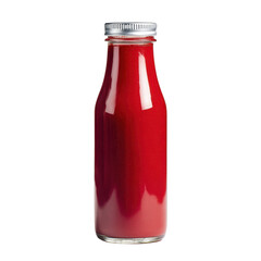 Red drink in glass bottle on transparent Background