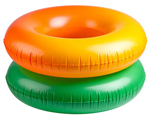 Two Colorful Swim Rings Stacked Close-Up, Isolated on Transparent Background PNG (2)