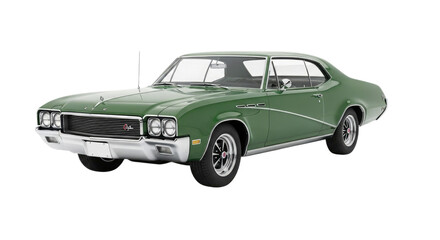 Vintage Green Coupe Automobile isolated on a transparent background