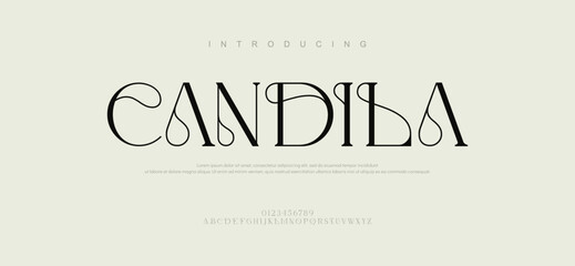 Candila Minimal luxury font alphabet logo. Typography urban style alphabet fonts for fashion, sport, technology, digital, movie, logo design, vector illustration