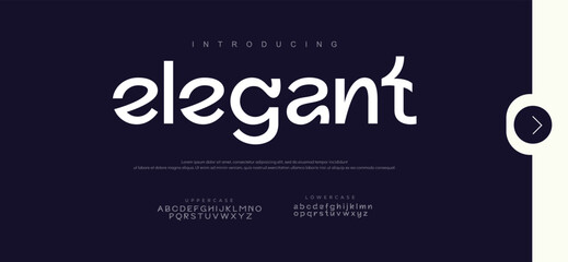 Elegant Fashion font alphabet. Minimal modern urban fonts for logo, brand etc. Typography typeface uppercase lowercase and number vector illustration. 
