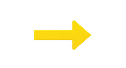 Yellow arrow pointing right isolated on a transparent background