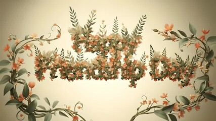 Happy Friendship Day animation! Floral vine letters create a heartwarming message with growing foliage. Celebrate friendship, greeting cards, social media post, event invitation.