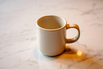 White Mug on Marble Tabletop for Coffee Tea and Drinks Still Life