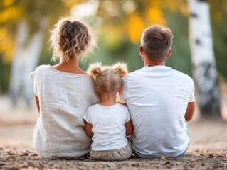 Caucasian family enjoying peaceful moment in park
