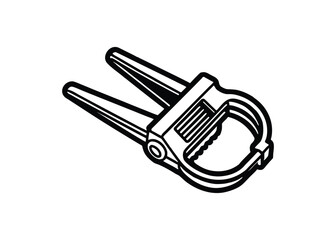 Silhouette of prong fastener clip isolated on a white background