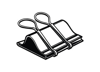 Silhouette of ring binder clip isolated on a white background